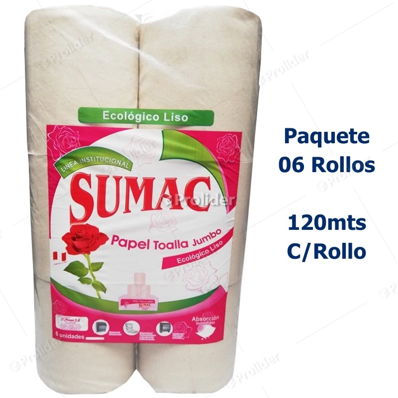 Comprar Papel Toalla Jumbo Sumac Ecologico Liso Paquete X 6 Rollos En