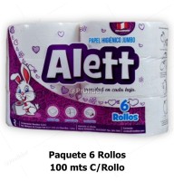 Papel Higiénico Jumbo Alett Doble Hoja 100 Metros Paquete x 6 Rollos