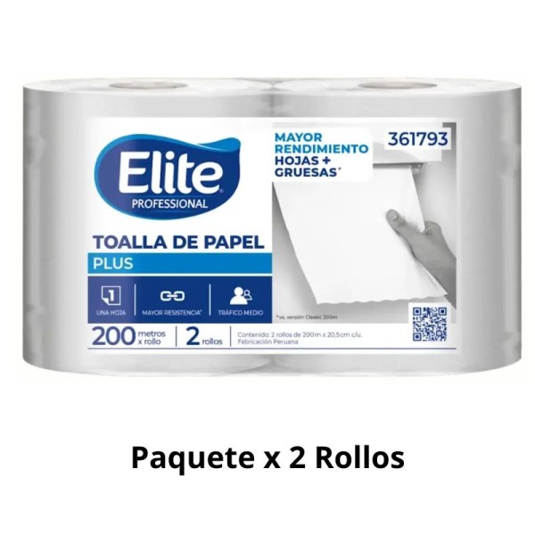 Papel Toalla Jumbo Elite Plus Grueso 200 Metros