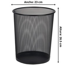 Papelera Malla de Metal Negro Rejilla Altura 26.5 cm