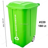 Tacho Recolector Reyplast Megaforte N°220 de 188 Litros con Logo Verde