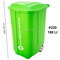 Tacho Recolector Reyplast Megaforte N°220 de 188 Litros con Logo Verde