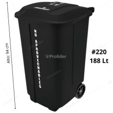 Tacho Recolector Reyplast Megaforte N°220 de 188 Litros con Logo Negro (Res. Generales)