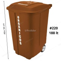 Tacho Recolector Reyplast Megaforte N°220 de 188 Litros con Logo Marron