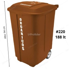Tacho Recolector Reyplast Megaforte N°220 de 188 Litros con Logo Marron