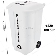 Tacho Recolector Reyplast Megaforte N°220 de 188 Litros con Logo Blanco (Plástico)