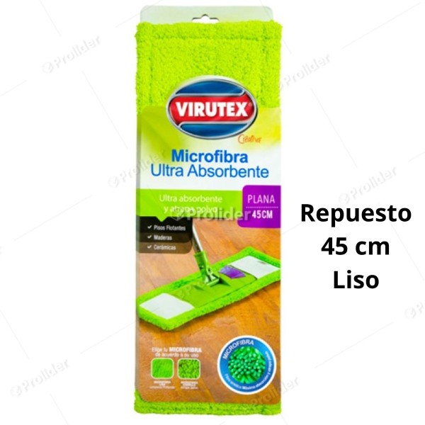 Repuesto Trapeador Mopa de Microfibra Virutex Liso 45 cm Verde