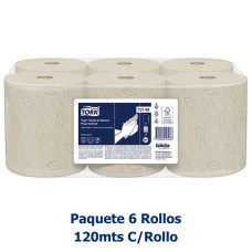 Papel Toalla Jumbo Tork Familia Ecologico 120 Metros x 6 Rollos 73748 Doble Hoja Precortado