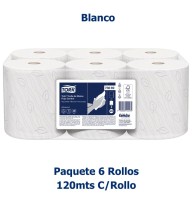 Papel Toalla Jumbo Tork Familia Blanco 120 Metros Paquete x 6 rollos 73669 Doble Hoja Precortado