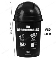 Papelera Vaivén Reyplast Cosmos Redondo N°80 de 60 Litros Negro (No aprovechables)