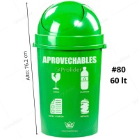 Papelera Vaivén Reyplast Cosmos Redondo N°80 de 60 Litros Verde (Aprovechables)