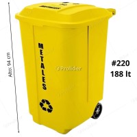Tacho Recolector Reyplast Megaforte N°220 de 188 Litros con Logo Amarillo (Metales)