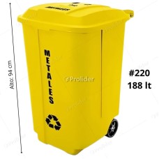 Tacho Recolector Reyplast Megaforte N°220 de 188 Litros con Logo Amarillo (Metales)