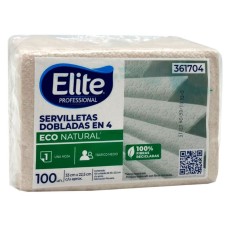 Paquete Servilletas Ecologicas Elite Dobladas en 4 x 100 unidades (361704)