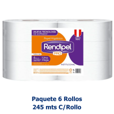 Papel Higiénico Jumbo Rendipel 245 Metros Paquete x 6 Rollos