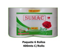 Papel Higiénico Jumbo Sumac 400 Metros Etiqueta Verde Paquete x 6 Rollos