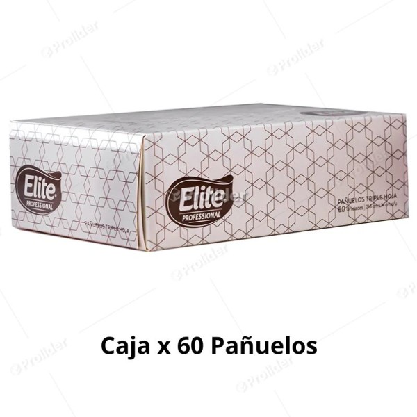 Paños Faciales Elite Triple Hoja Caja X 60 Unidades 21.6 Cm X 14 Cm