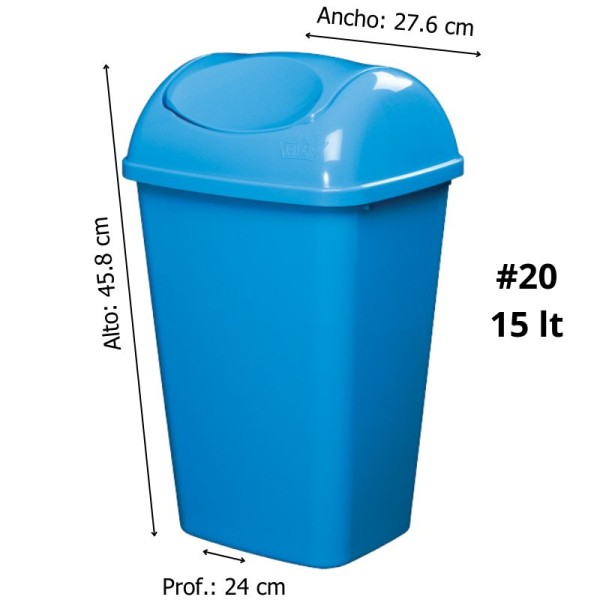 Papelera Vaivén Reyplast Galax N°20 Altura 46 cm de 15 Litros Azul