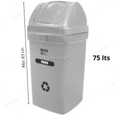 Papelera Vaivén Basa Bodeguita 75 Litros Con Logo Plomo (Vidrios)