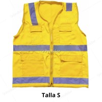 Chaleco de Seguridad Amarillo Talla S con Cinta H Reflectiva Y Cierre