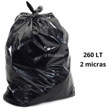 Bolsas Plásticas Negras Gruesas / 2 Micras / 260 Litros / 100 unidades