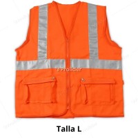 Chaleco de Seguridad Naranja Talla L con Cinta H Reflectiva Y Cierre