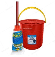Set Trapeador Genérico Completo 17 Litros (Balde + Mopa) Rojo