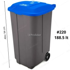 Tacho Recolector Reyplast Megaforte N°220 de 188 Litros con Logo Azul (Papel)