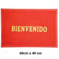 Felpudo para piso con Letras Bienvenido 60 cm x 40 cm Rojo