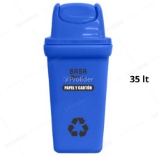 Papelera Vaivén Basa Bodeguita 35 Litros Con Logo Azul (Papel Y Carton)