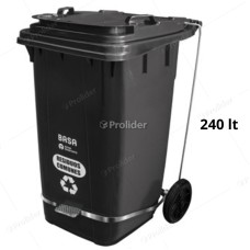 Tacho Recolector Con Pedal Basa Gorila 240 Litros Sin Logo Negro