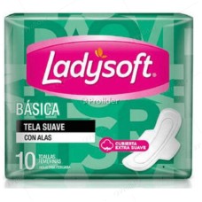 Toallas Higiénicas Ladysoft Basica con Alas Paquete x 10 und