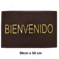 Felpudo para piso con Letras Bienvenido 90 cm x 50 cm Marron