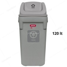Papelera Vaivén Basa Rino 120 Litros Con Logo Tapa Plomo (Vidrios)