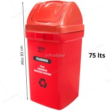 Papelera Vaivén Basa Bodeguita 75 Litros Con Logo Rojo (Peligrosos)