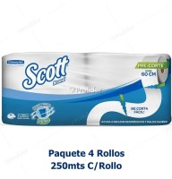 Papel Higiénico Jumbo Scott Doble Hoja 250 Metros Paquete x 4 Rollos