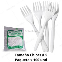 Tenedores Descartables N° 5 Chicas Paquete x 100 unidades Genérico