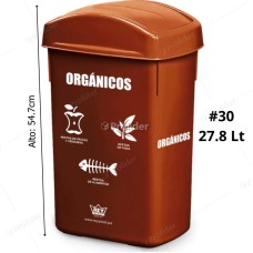Papelera Vaivén Reyplast Rectangular N°30 de 27.8 Litros Marrón (Orgánicos)