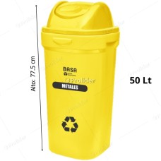 Papelera Vaivén Basa Bodeguita 50 Litros Con Logo Amarillo (Metales)