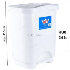 Papelera Con Pedal Reyplast Danubio N°30 Blanca 24 Litros Alto 45.5 cm