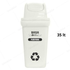 Papelera Vaivén Basa Bodeguita 35 Litros Con Logo Blanca (Plástico)