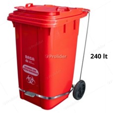 Tacho Recolector Con Pedal Basa Gorila 240 Litros Sin Logo Rojo