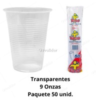 Vasos Plásticos Descartables Transparentes 9 Onzas Paquete x 50 unidades