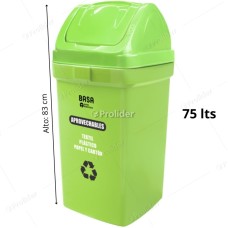 Papelera Vaivén Basa Bodeguita 75 Litros Con Logo Verde (Aprovechables)