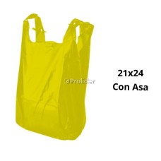 Bolsas Plásticas con Asa Amarillas / 21 x 24 / 100 unidades