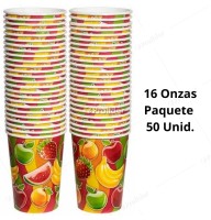 Vasos Polipapel Con Diseño Para Jugo 16 Onzas Paquete x 50 unidades