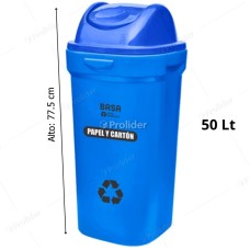 Papelera Vaivén Basa Bodeguita 50 Litros Con Logo Azul (Papel y Carton)