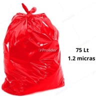 Bolsas Plásticas Rojas Gruesas / 1.2 Micras / 75 Litros / 100 unidades