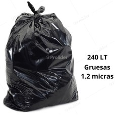 Bolsas Plásticas Negras Gruesas / 1.2 Micras / 240 Litros / 100 unidades