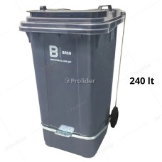 Tacho Recolector Con Pedal Basa Gorila 240 Litros Sin Logo Plomo